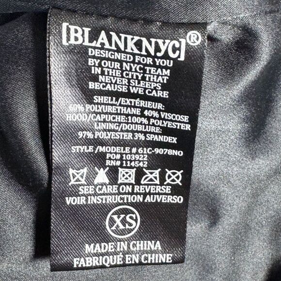 Blank NYC Black Faux Leather Hoodie Style Moto Jacket Sz XS - Picture 8 of 9